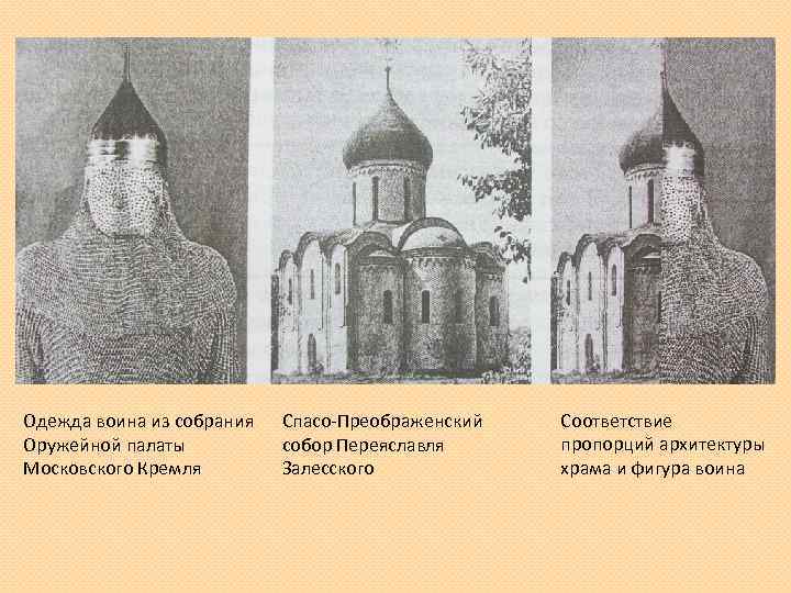 Одежда воина из собрания Оружейной палаты Московского Кремля Спасо-Преображенский собор Переяславля Залесского Соответствие пропорций