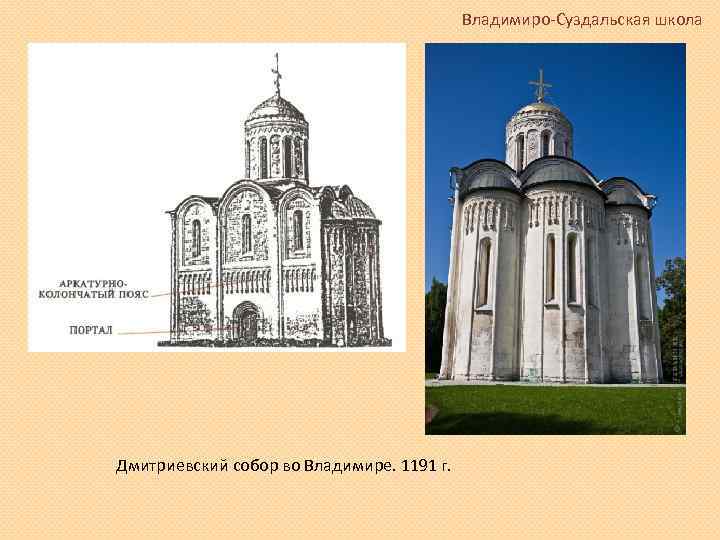 Владимиро-Суздальская школа Дмитриевский собор во Владимире. 1191 г. 