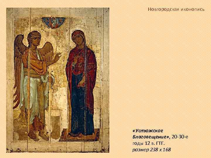 Новгородская иконопись «Устюжское Благовещение» , 20 -30 -е годы 12 в. ГТГ. размер 238