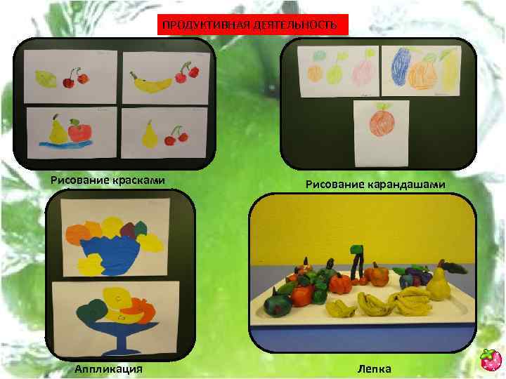 ПРОДУКТИВНАЯ ДЕЯТЕЛЬНОСТЬ Рисование красками Рисование карандашами Аппликация Лепка 