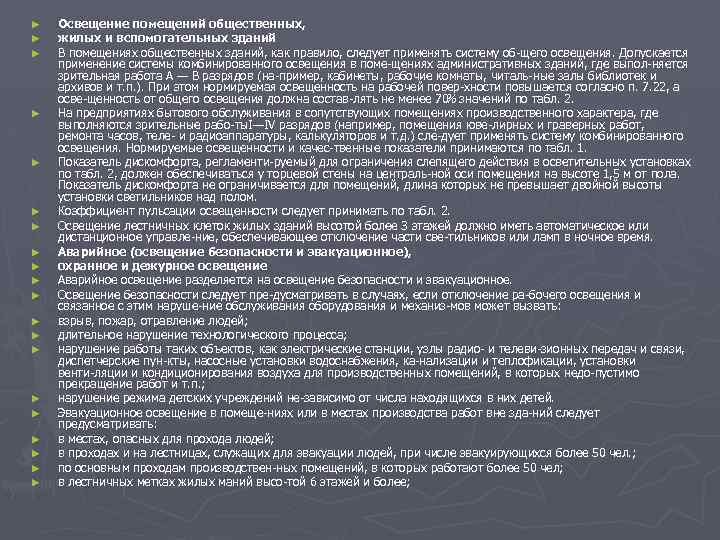 ► ► ► ► ► Освещение помещений общественных, жилых и вспомогательных зданий В помещениях