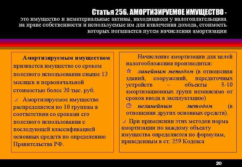 Статья 256. Основные средства не относящиеся к амортизируемому имуществу. К амортизируемому имуществу относится. Амортизируемое имущество в целях налогообложения - это. Нематериальное имущество.