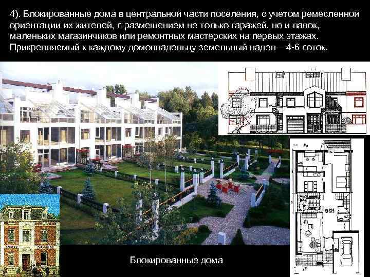 4). Блокированные дома в центральной части поселения, с учетом ремесленной ориентации их жителей, с