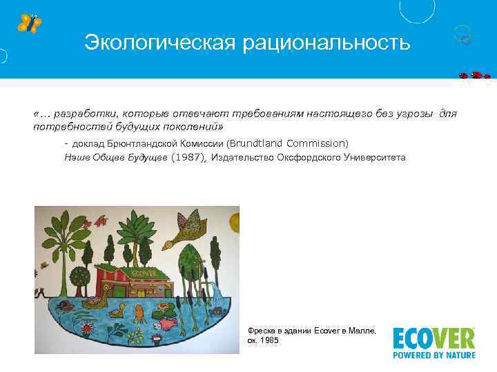 Экологическая рациональность «… разработки, которые отвечают требованиям настоящего без угрозы для потребностей будущих поколений»