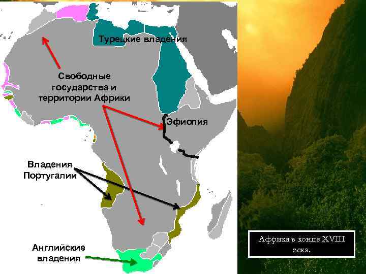 Турецкие владения Свободные государства и территории Африки Эфиопия Владения Португалии Английские владения Африка в