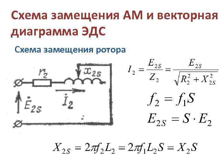 Схема замещения АМ и векторная диаграмма ЭДС Схема замещения ротора 