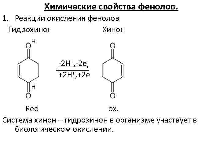 Слабые кислотные свойства фенола подтверждает реакция схема которой