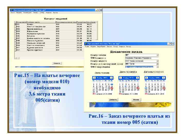 Рис. 15 – На платье вечернее (номер модели 010) необходимо 3, 6 метра ткани