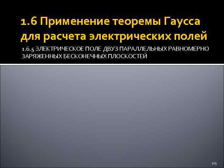 1. 6 Применение теоремы Гаусса для расчета электрических полей 1. 6. 5 ЭЛЕКТРИЧЕСКОЕ ПОЛЕ