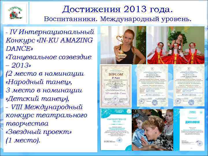 Достижения 2013 года. Воспитанники. Международный уровень. - IV Интернациональный Конкурс «IN-KU AMAZING DANCE» «Танцевальное