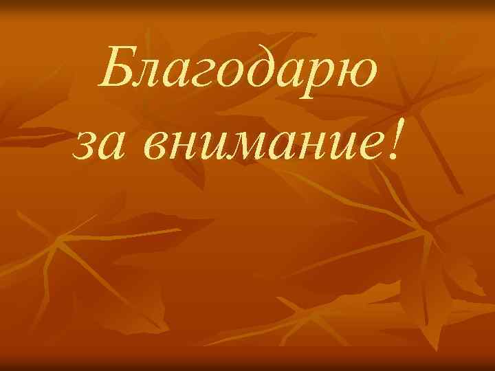 Благодарю за внимание! 