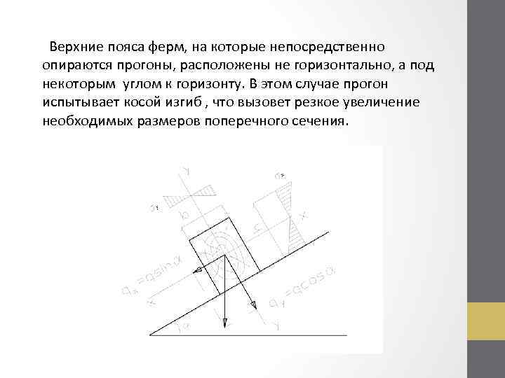 Верхние пояса ферм, на которые непосредственно опираются прогоны, расположены не горизонтально, а под