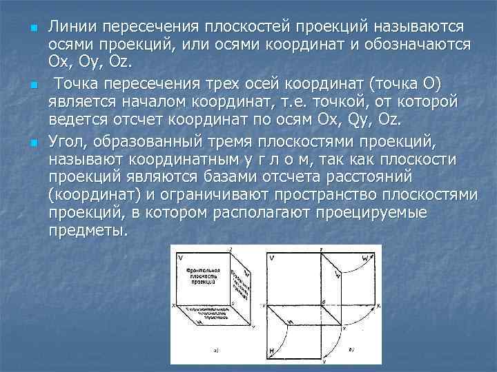 Плоскость v. Линия пересечения плоскости с плоскостью проекций называется. Как обозначаются оси проекций. Проекции линии пересечения плоскостей. Линия пересечения плоскостей как называется.