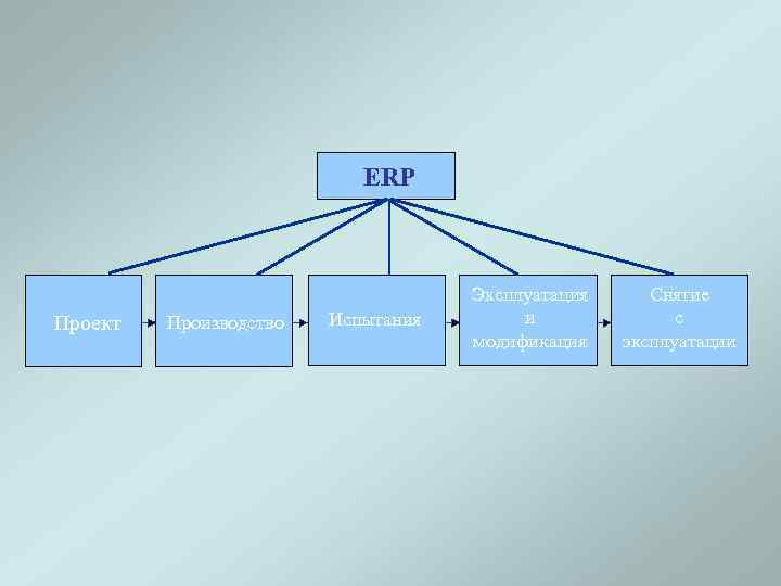 ERP Проект Производство Испытания Эксплуатация и модификация Снятие с эксплуатации 