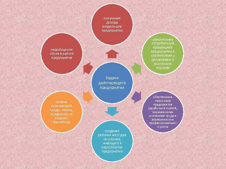 получение дохода владельцем предприятия обеспечение потребителей продукцией предприятия в соответствии с договорами и рыночным
