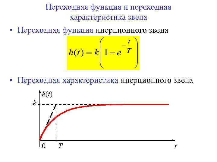 Переходная функция и переходная характеристика звена • Переходная функция инерционного звена • Переходная характеристика