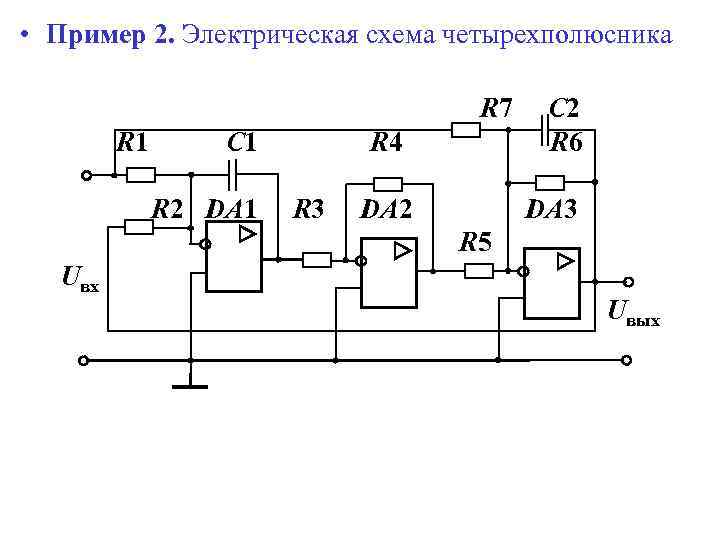  • Пример 2. Электрическая схема четырехполюсника R 7 R 1 C 1 R