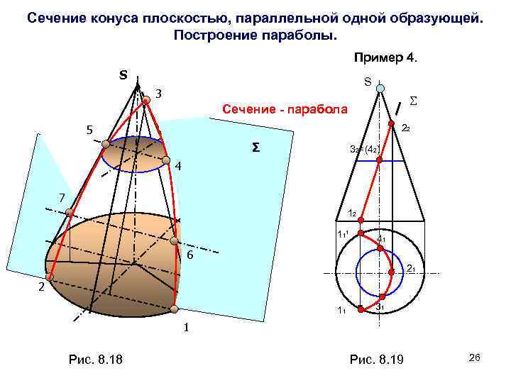 Сечение конуса параллельными плоскостями