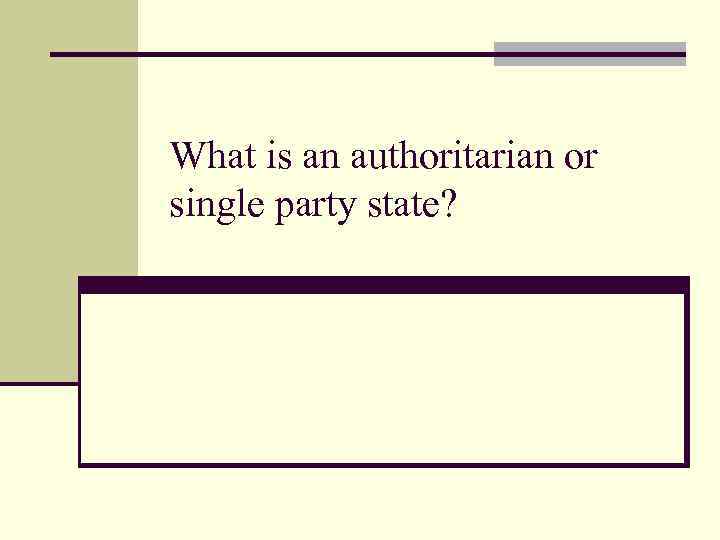 What is an authoritarian or single party state? 