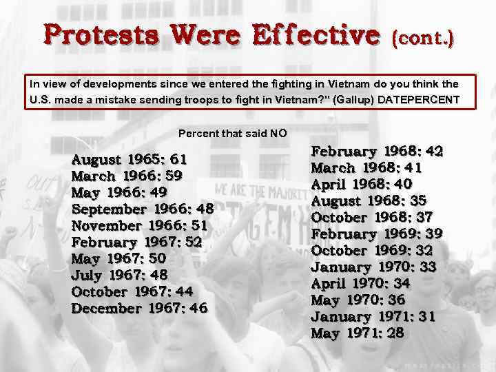 Protests Were Effective (cont. ) In view of developments since we entered the fighting