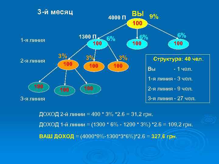 3 -й месяц 1300 П 6% 100 1 -я линия 2 -я линия 4000