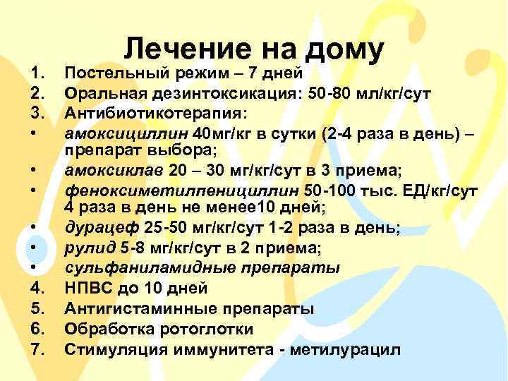 1. 2. 3. • • • 4. 5. 6. 7. Лечение на дому Постельный
