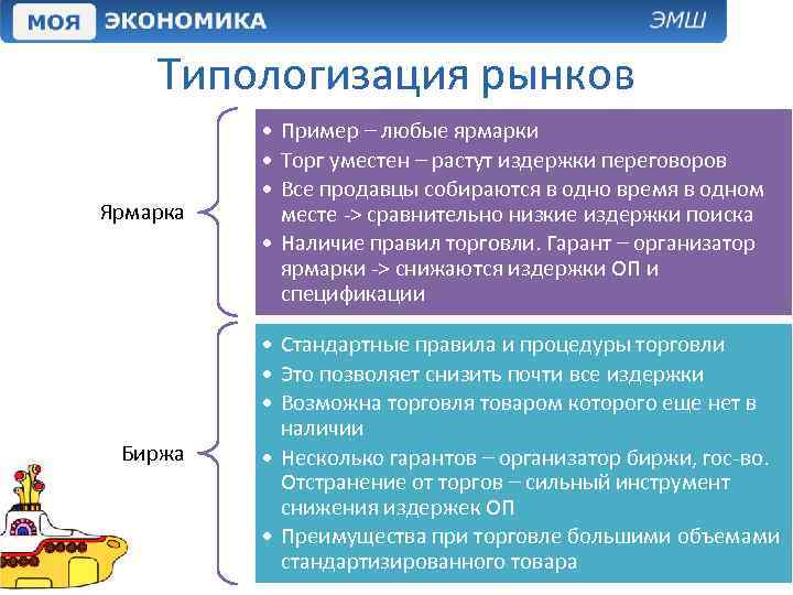 Типологизация рынков Ярмарка Биржа • Пример – любые ярмарки • Торг уместен – растут