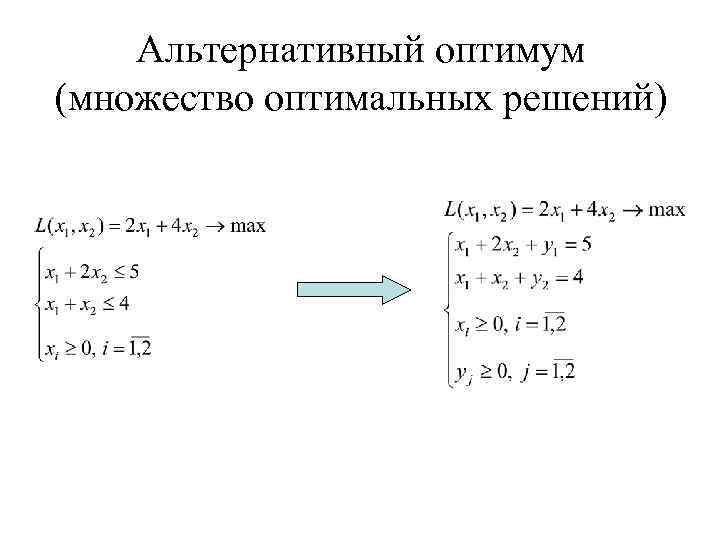 Альтернативный оптимум (множество оптимальных решений) 