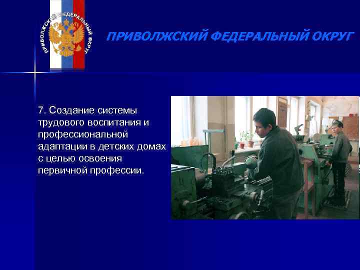 ПРИВОЛЖСКИЙ ФЕДЕРАЛЬНЫЙ ОКРУГ 7. Создание системы трудового воспитания и профессиональной адаптации в детских домах