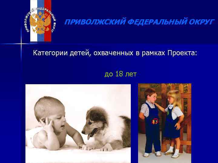 ПРИВОЛЖСКИЙ ФЕДЕРАЛЬНЫЙ ОКРУГ Категории детей, охваченных в рамках Проекта: до 18 лет 