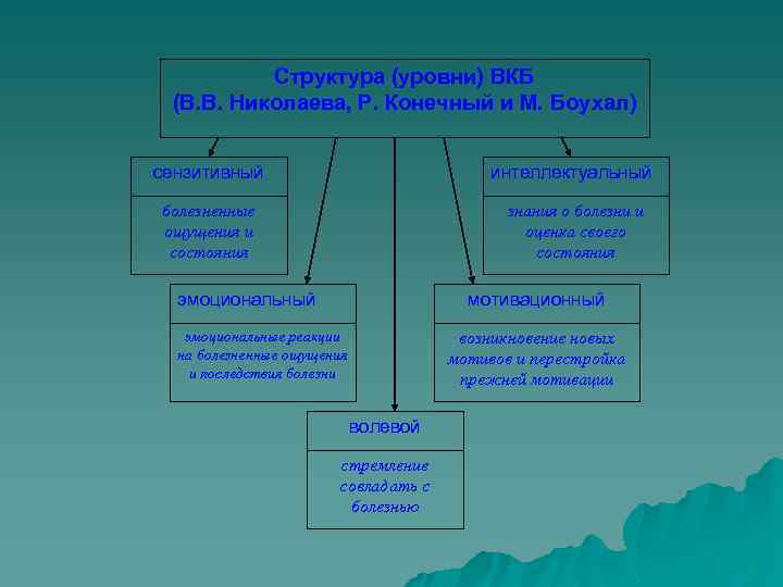 Структура (уровни) ВКБ (В. В. Николаева, Р. Конечный и М. Боухал) сензитивный интеллектуальный болезненные