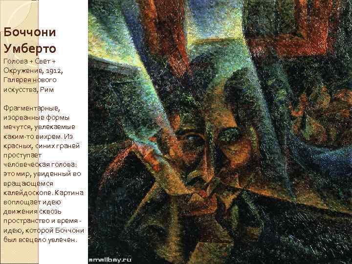 Боччони Умберто Голова + Свет + Окружение, 1912, Галерея нового искусства, Рим Фрагментарные, изорванные