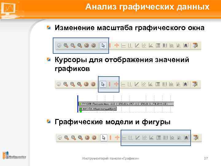 Анализ графических данных Изменение масштаба графического окна Курсоры для отображения значений графиков Графические модели