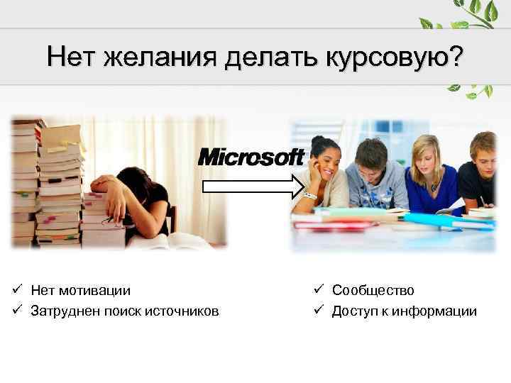 Нет желания делать курсовую? ü Нет мотивации ü Затруднен поиск источников ü Сообщество ü