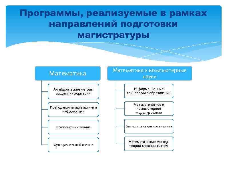Программы, реализуемые в рамках направлений подготовки магистратуры Математика и компьютерные науки Алгебраические методы защиты