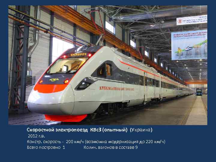 Скоростной электропоезд КВс. З (опытный) (Украина) 2012 г. в. Констр. скорость - 200 км/ч
