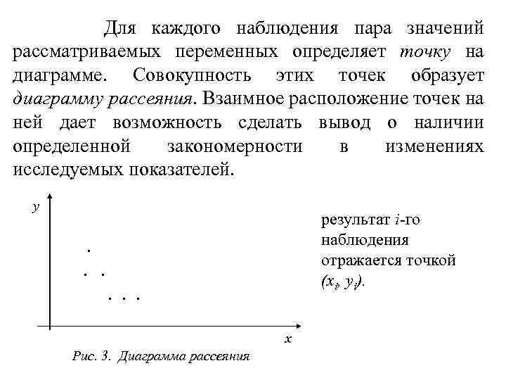 Для каждого наблюдения пара значений рассматриваемых переменных определяет точку на диаграмме. Совокупность этих точек