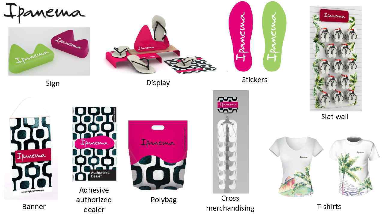 Display Sign Stickers Slat wall Banner Adhesive authorized dealer Polybag Cross merchandising T-shirts 