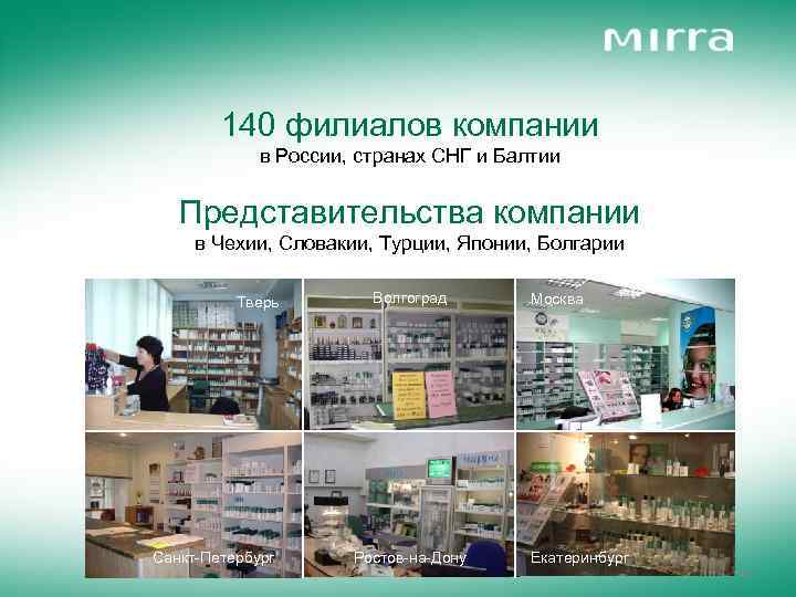 140 филиалов компании в России, странах СНГ и Балтии Представительства компании в Чехии, Словакии,