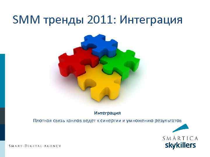 SMM тренды 2011: Интеграция Плотная связь канлов ведет к синергии и умножению результатов 