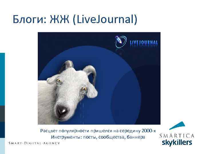 Блоги: ЖЖ (Live. Journal) Расцвет популярности пришелся на середину 2000 -х Инструменты: посты, сообщества,