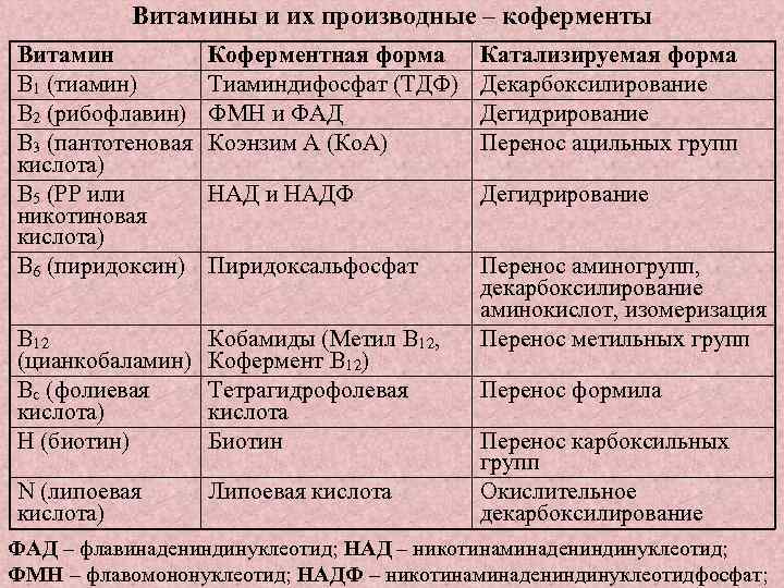 Витамины и их производные – коферменты Витамин В 1 (тиамин) В 2 (рибофлавин) В