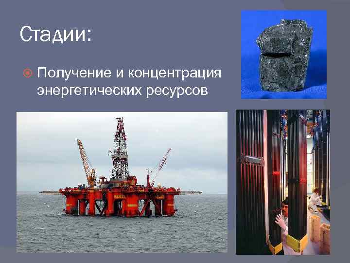 Стадии: Получение и концентрация энергетических ресурсов 