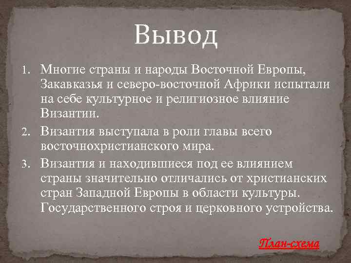 Вывод 1. Многие страны и народы Восточной Европы, Закавказья и северо-восточной Африки испытали на