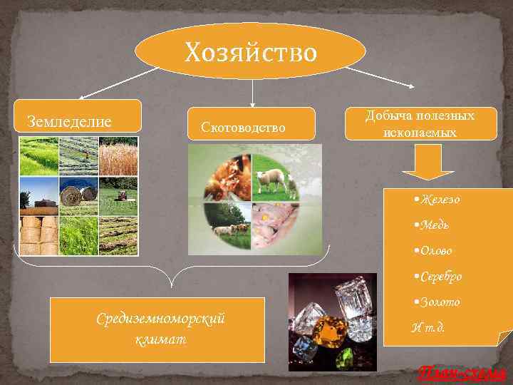 Хозяйство Земледелие Скотоводство Добыча полезных ископаемых • Железо • Медь • Олово • Серебро