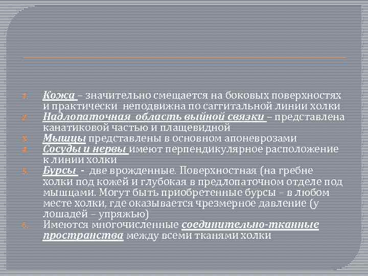 1. 2. 3. 4. 5. 6. Кожа – значительно смещается на боковых поверхностях и