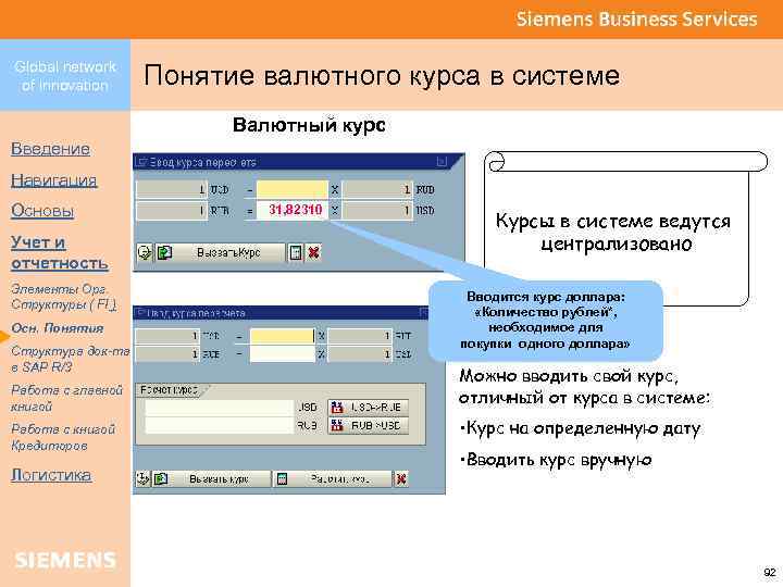 Global network of innovation Понятие валютного курса в системе Валютный курс Введение Навигация Основы