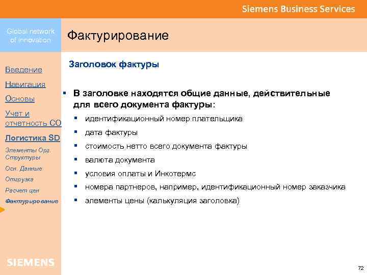 Global network of innovation Введение Навигация Основы Учет и отчетность CO Логистика SD Элементы