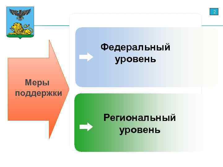 2 Федеральный уровень Меры поддержки Региональный уровень 
