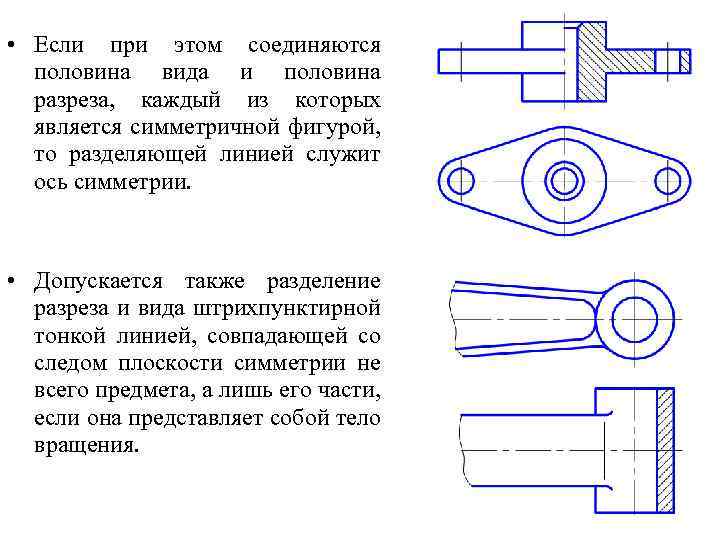 Линия отделяющая половины вида и разреза на изображении симметричной детали